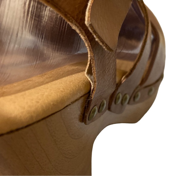 Korks Abloom Strappy Studded Clog Platform Slingback Sandals Brown Faux Leather - Picture 15 of 15